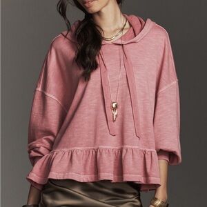 Pilcro Dusty Pink Ruffle Hem Sweatshirt